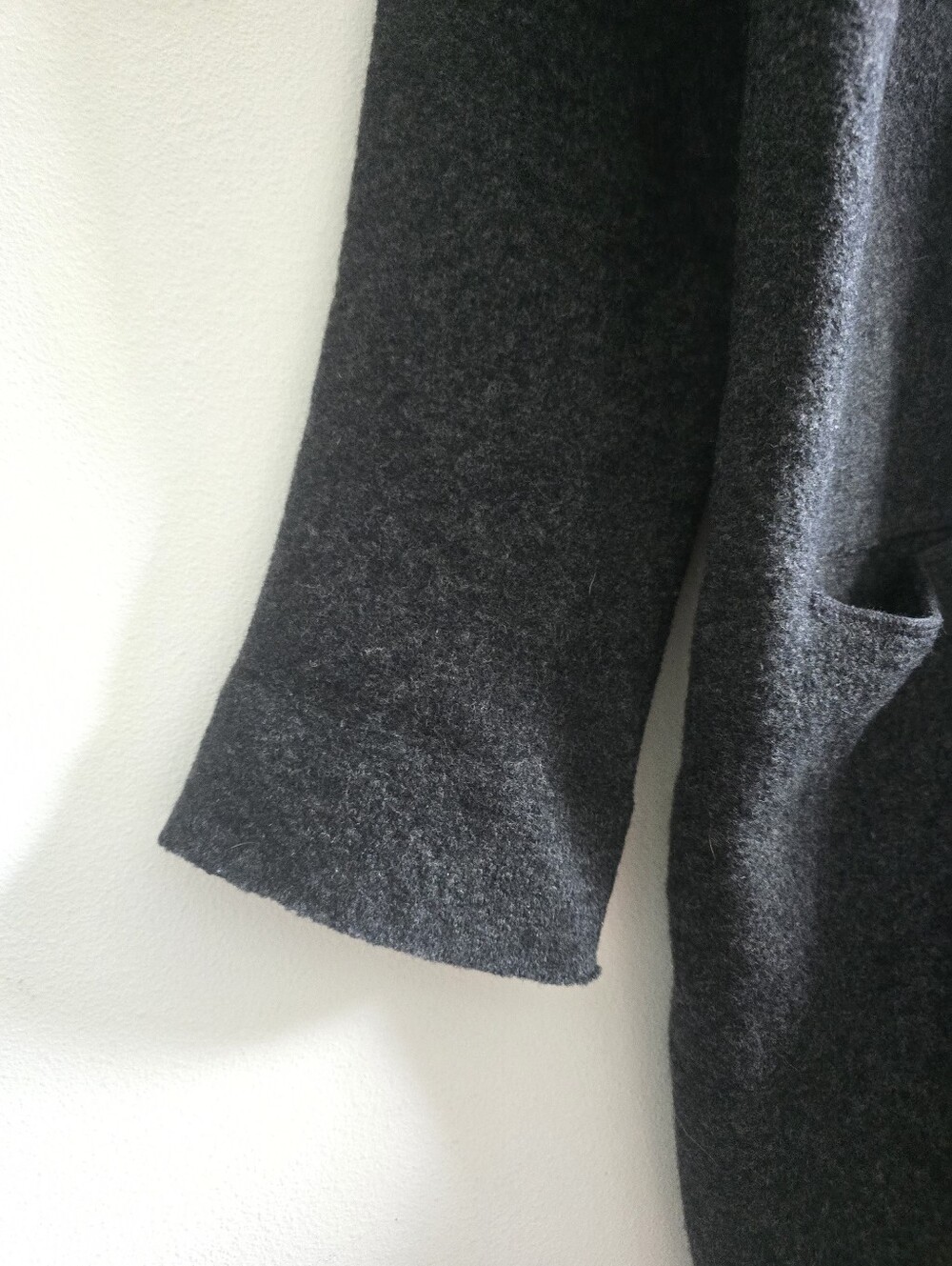 EILEEN FISHER Boiled Wool Full-Zip Stand Collar Long Coat Cardigan Jacket Gray - Picture 6 of 13